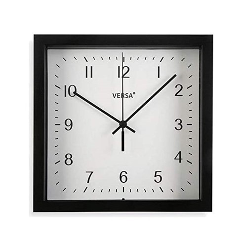 RELOJ PARED VERSA NEGRO CUADRADO 23X23CMS